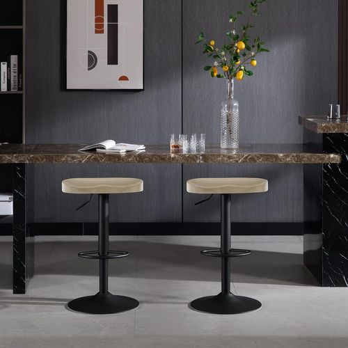 Tabouret Bar Haut,Chaise De Bar,Hauteur Réglable,Pivotant,avec Repose-pieds,En Bois,Chêne Clair