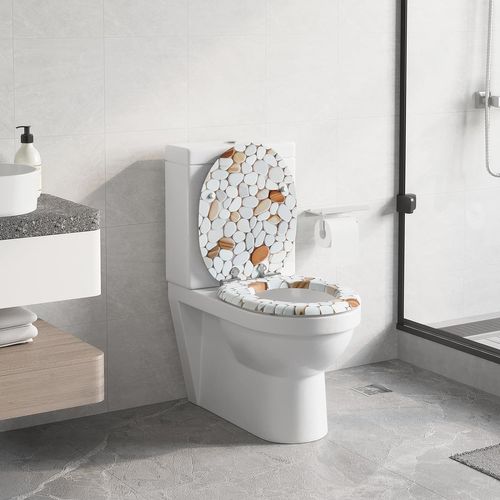 Abattant Wc,cuvette Toilette Avec Frein De Chute,charnières Réglables,montage Par Bas,en Mdf