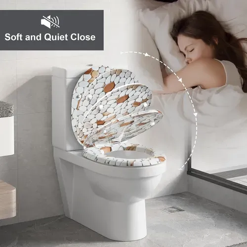 Abattant Wc,cuvette Toilette Avec Frein De Chute,charnières Réglables,montage Par Bas,en Mdf