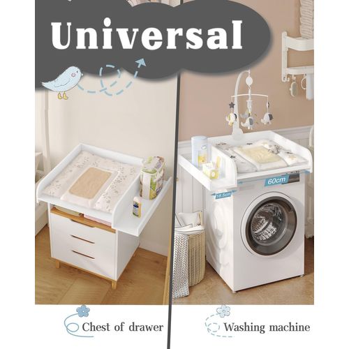 Plan à Langer Pour Machine à Laver, Planche à Langer Bébé,avec Rebord De Protection Et Étagère,Blanc