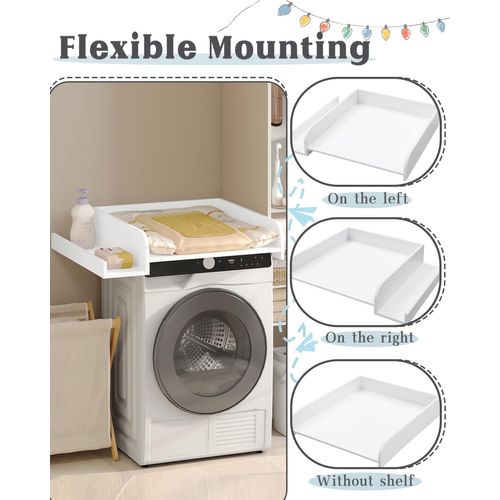 Plan à Langer Pour Machine à Laver, Planche à Langer Bébé,avec Rebord De Protection Et Étagère,Blanc