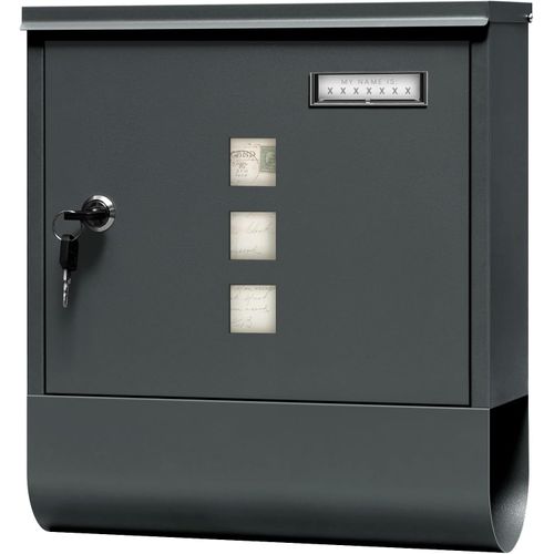 Boîte Aux Lettres Murale Verrouillable Avec 2 Clés, Porte-Journaux, 30,5x33,5x10cm, Anthracite