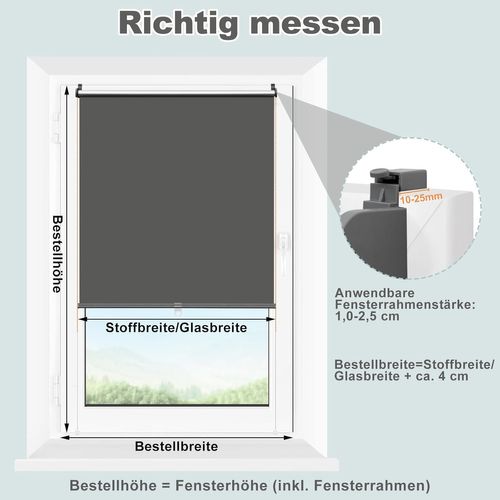 Store Enrouleur Occultant Sans Perçage,rideau Thermique à Enrouler,sans Fil,60x150cm,anthracite
