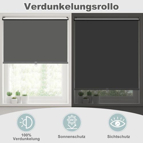 Store Enrouleur Occultant Sans Perçage,rideau Thermique à Enrouler,sans Fil,60x150cm,anthracite
