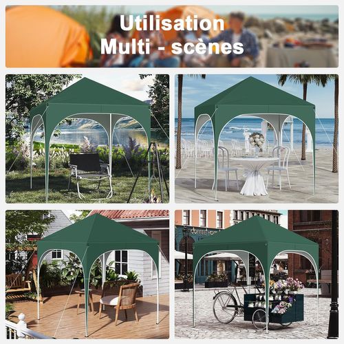 WOLTU Tonnelle De Jardin 2x2m Pliante Avec 4 Parois Latérales - Pergola Imperméable Hauteur Réglable Vert Avec Sac Transport