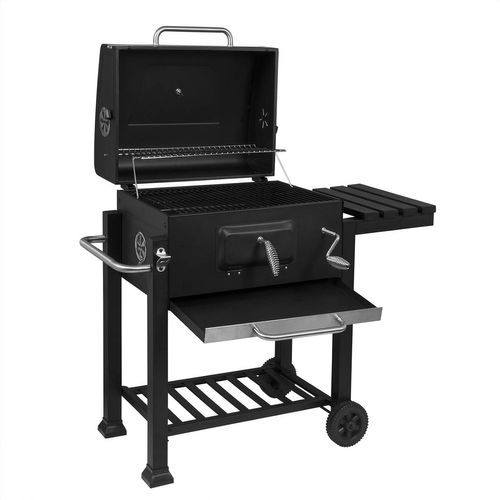 Barbecue Au Charbon De Bois,avec Roues,hauteur Réglable,113x45.5x100cm,noir