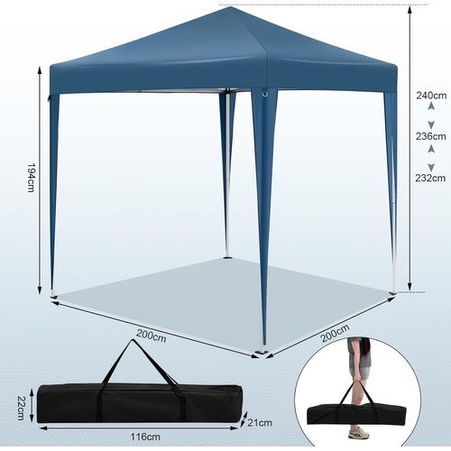 Tonnelle De Jardin Pliante,pergola,avec 4 Parois Latérales,avec Sac De Transport,2x2m,bleu