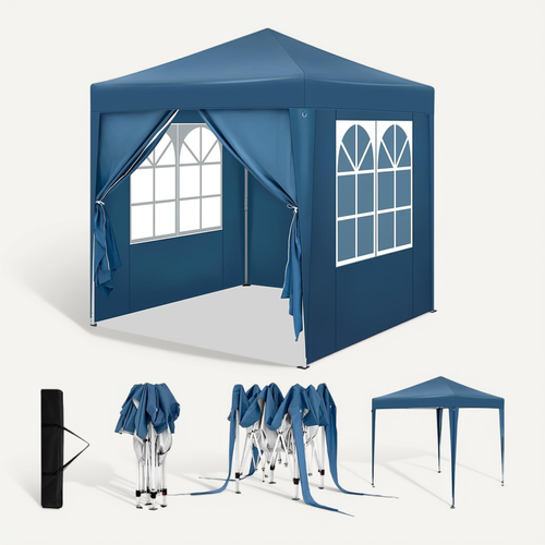 Tonnelle De Jardin Pliante,pergola,avec 4 Parois Latérales,avec Sac De Transport,2x2m,bleu