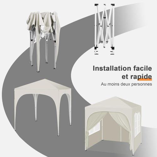 WOLTU Tonnelle de Jardin,Pergola Pliante,Barnum,3x6m avec 6 Parois Latérales ,Hauteur Réglable,Imperméable,Protection de UV,Beige - Jardin