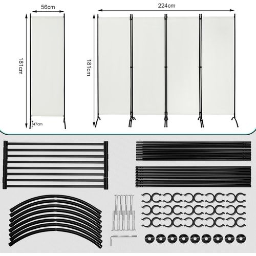 Paravent Brise-vue Pliable 2 Panneaux - Blanc 175x180 Cm - Pour Intérieur (chambre, Salon) Et Extérieur (balcon, Terrasse)
