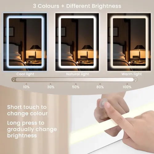 Coiffeuse Avec Miroir LED à Luminosité Réglable,2 USB Ports, Blanc