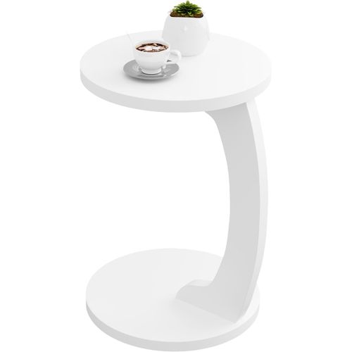 Table D'appoint En Forme De C,Table Basse Ronde,Bout De Canapé,En Mdf,38x55cm,Blanc
