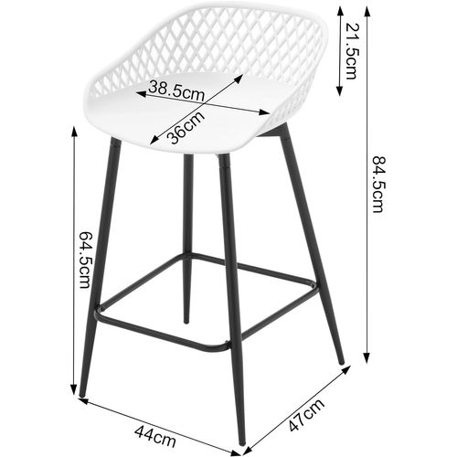 Lot De 2 Tabourets De Bar Haut,Tabourets Extérieur Jardin Avec Siège Plastique,Pieds En Métal,Blanc