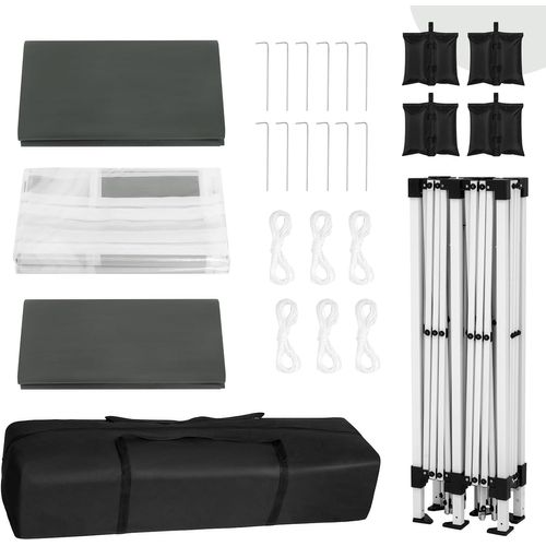 Tonnelle De Jardin Pliante,pergola,avec 6 Parois Latérales,4 Sacs De Sable,sac Transport,3x6m,gris