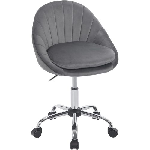 Chaise Bureau,chaise Coiffeuse Rembourré Avec Double Coussin,hauteur Réglable,en Velours,gris Foncé