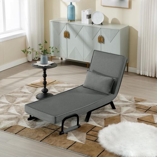 Fauteuil Lit Convertible 3 En 1, Fauteuil Salon, Avec Dossier Réglable En 5 Positions, Gris Foncé