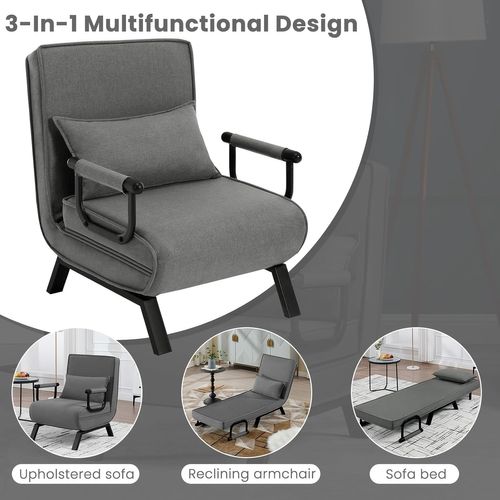 Canapé-lit Convertible Avec Dossier Réglable Multifonctionnel 3 En 1 - Fauteuil Simple - Gain De Place - Meuble Pour Salon Ou Chambre D'amis