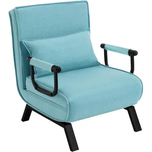 Fauteuil Lit Convertible 3 En 1, Fauteuil Salon, Avec Dossier Réglable En 5 Positions, Bleu
