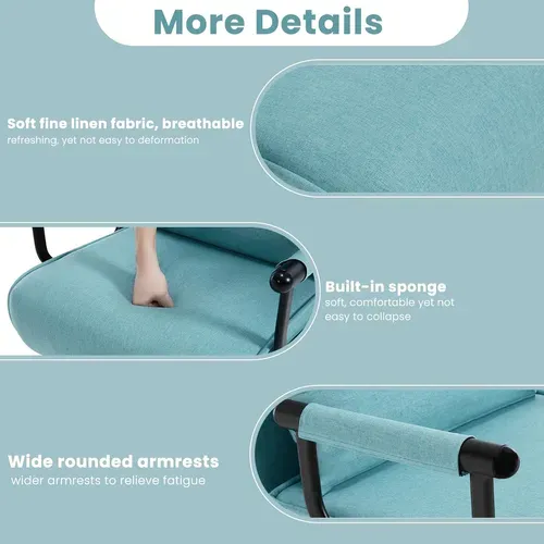 Fauteuil Lit Convertible 3 En 1, Fauteuil Salon, Avec Dossier Réglable En 5 Positions, Bleu