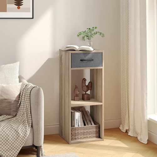 Bibliothèque, Meuble De Rangement à 3 Niveaux Avec Tiroir, Étagère Cubique Ouverte, Chêne Clair