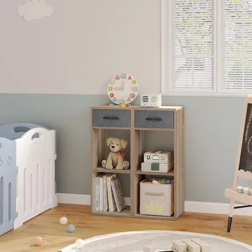 Bibliothèque, Meuble De Rangement à 3 Niveaux Avec Tiroir, Étagère Cubique Ouverte, Chêne Clair