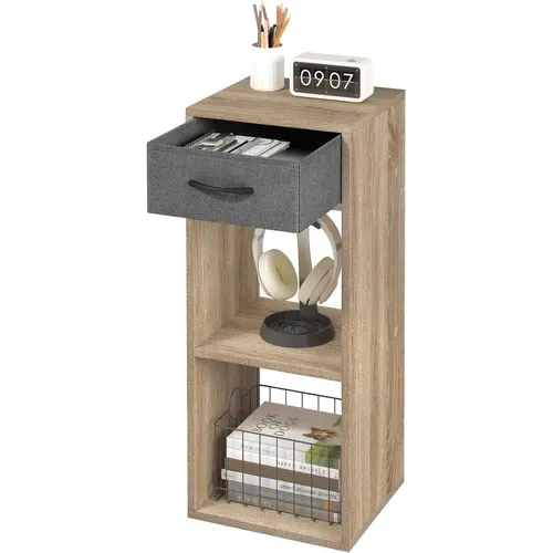 Bibliothèque, Meuble De Rangement à 3 Niveaux Avec Tiroir, Étagère Cubique Ouverte, Chêne Clair