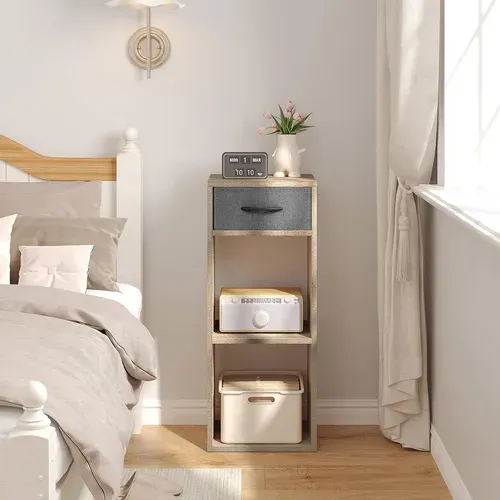 Bibliothèque, Meuble De Rangement à 3 Niveaux Avec Tiroir, Étagère Cubique Ouverte, Chêne Clair