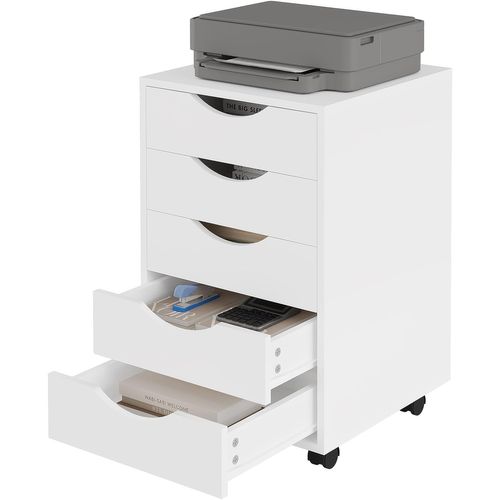 Caisson De Bureau Sur Roulettes, Armoire à Dossiers, En Bois D'ingénierie Pb, Blanc, 40x40x66,5cm