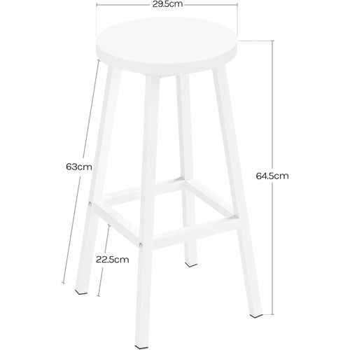 Lot De 2 Tabouret De Bar, Chaise Haute Cuisine, Siège En Bois D'ingénierie, Structure En Métal,Blanc