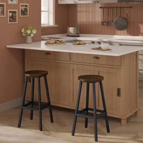 Lot De 6 Tabouret De Bar, Chaise Haute Cuisine, Siège En Bois D'ingénierie, Marron Rustique