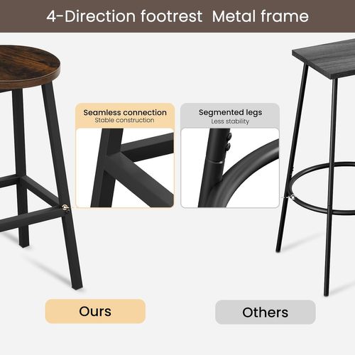 Lot De 6 Tabouret De Bar, Chaise Haute Cuisine, Siège En Bois D'ingénierie, Marron Rustique