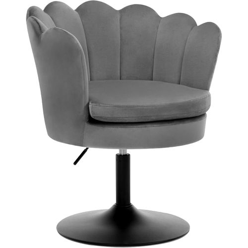 Chaise De Coiffeuse,fauteuil Rembourré En Forme De Fleur,pivotante 360°,hauteur Réglable,gris Foncé