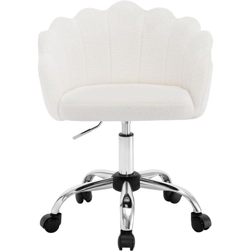 Chaise Bureau, Chaise Coiffeuse Avec Dossier, Pivotante, Hauteur Réglable, Cachemire, Crème Blanc
