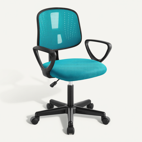 Chaise De Bureau Pour Enfants, Chaise D'ordinateur à Roulettes, Pivotante,Hauteur Réglable,Turquoise