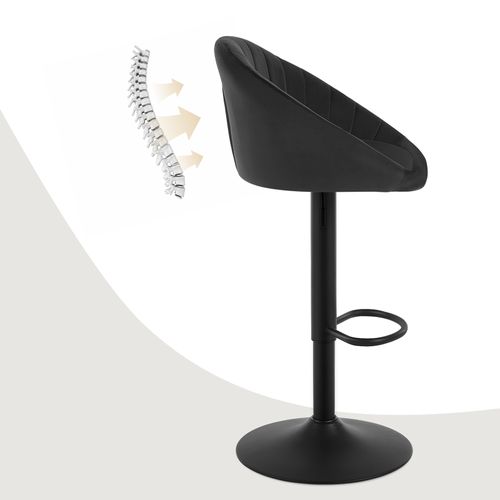 4 X Tabouret Bar, Pivotante, Hauteur Réglable, Avec Repose-pieds, Rembourré En Velours, Noir