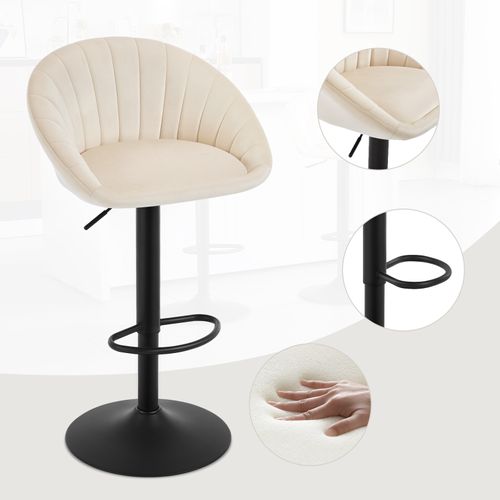 Tabouret Bar,chaise De Bar,pivotante,hauteur Réglable,avec Repose-pieds,rembourré En Velours,beige