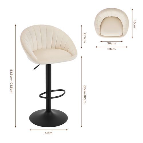 Tabouret Bar,chaise De Bar,pivotante,hauteur Réglable,avec Repose-pieds,rembourré En Velours,beige