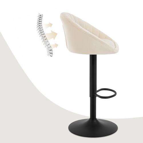 Tabouret Bar,chaise De Bar,pivotante,hauteur Réglable,avec Repose-pieds,rembourré En Velours,beige