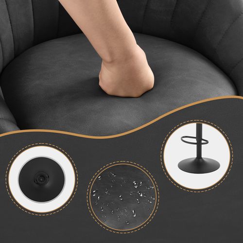 Tabouret Bar,Chaise De Bar,Pivotante,Hauteur Réglable,Rembourré En Similicuir Vintage,Anthracite