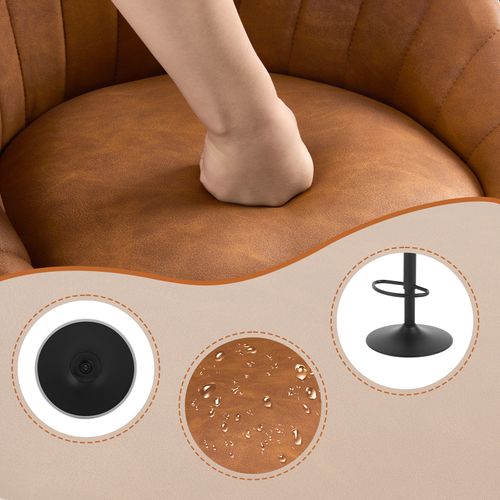 Tabouret Bar, Chaise De Bar, Pivotante, Hauteur Réglable, Rembourré En Similicuir Vintage, Marron