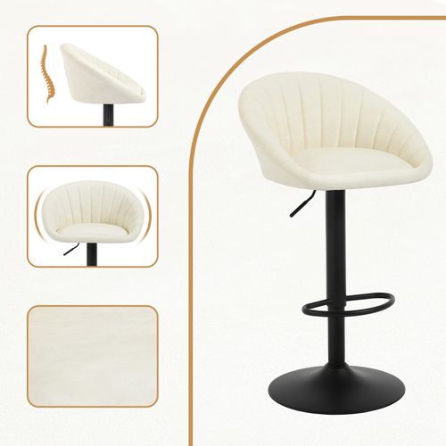 Tabouret Bar, Chaise De Bar, Pivotante, Hauteur Réglable, Rembourré En Similicuir Vintage, Beige