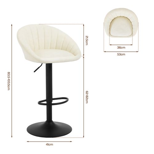 Tabouret Bar, Chaise De Bar, Pivotante, Hauteur Réglable, Rembourré En Similicuir Vintage, Beige