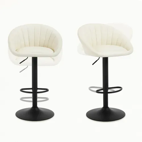 Tabouret Bar, Chaise De Bar, Pivotante, Hauteur Réglable, Rembourré En Similicuir Vintage, Beige