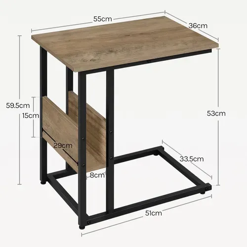 Table D'appoint, Bout De Canapé, En Bois D'ingénierie, Compartiment De Rangement, Chêne Gris
