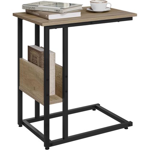 Table D'appoint, Bout De Canapé, En Bois D'ingénierie, Compartiment De Rangement, Chêne Gris