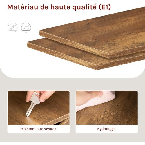 Bibliothèque Étagère Colonne,avec 5 Compartiments,2 Tiroirs et 1 Casier,Bois Artificiel,Chêne Brun