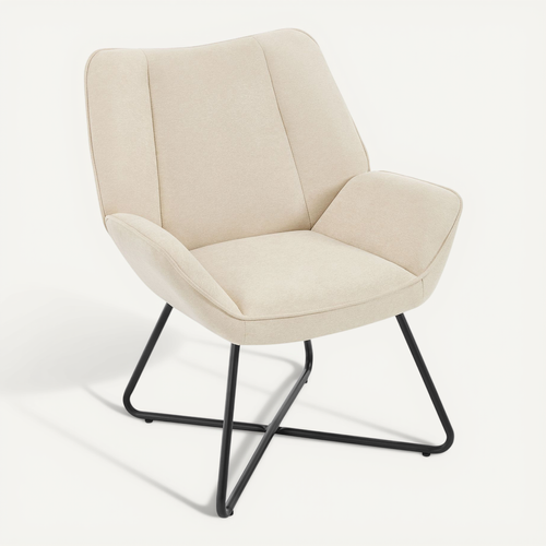 Fauteuil relax en tissu effet lin, repose-pieds, rembourré, jusqu’à 120 kg, salon