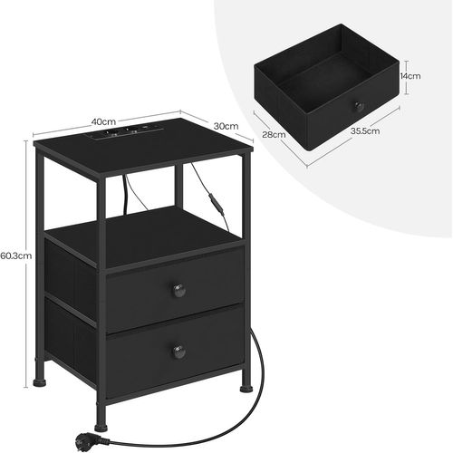2 Tables De Chevet Avec LED Et Prises USB - Dimensions 50x60x39 Cm, Tiroir Et Compartiment Ouvert - Éclairage RGB Télécommandé, Idéal Petits Espaces - À Monter Soi-même - 2