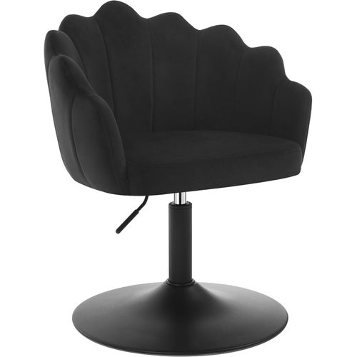 Chaise De Coiffeuse, Fauteuil Pivotant En Velours, Réglable En Hauteur, Dossier Pétale, Noir