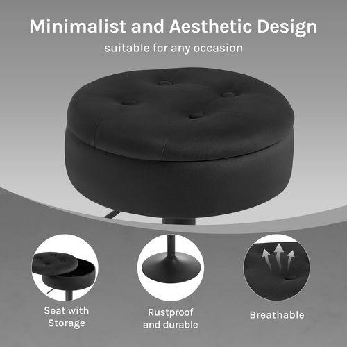 2 X Tabouret Bar Haut, Tabouret Pivotant à 360°, Tabouret Avec Repose-pieds, Velours + Métal, Noir